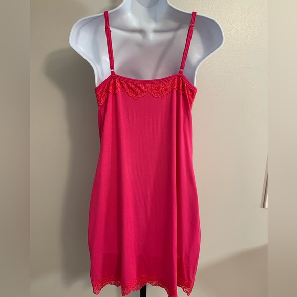 NWOT Aratta Lace-Trim Hot Pink Slip Dress with Adjustable Straps - Picture 2 of 16